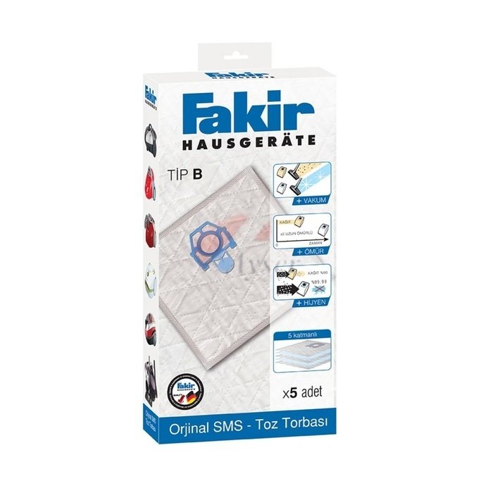 Fakir Prestige Duo, Prestige Uno, Aquawelt, Hygienmax, Twist, Ares, Clarris Tip B Sms Toz Torbası